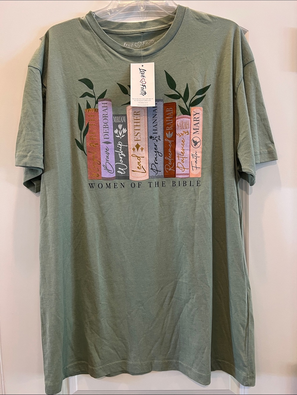 Love & Faith Women of the Bible Tee in Sage Green
